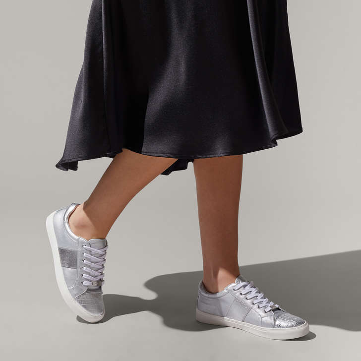 kurt geiger silver trainers