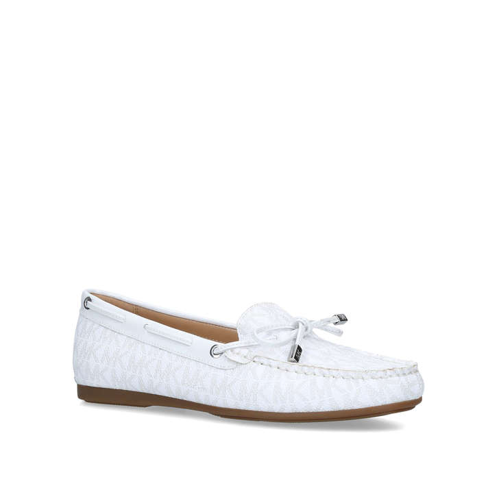 Sutton Moc White Leather Flat Loafers 
