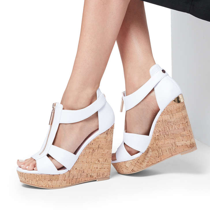 white high heel wedge sandals