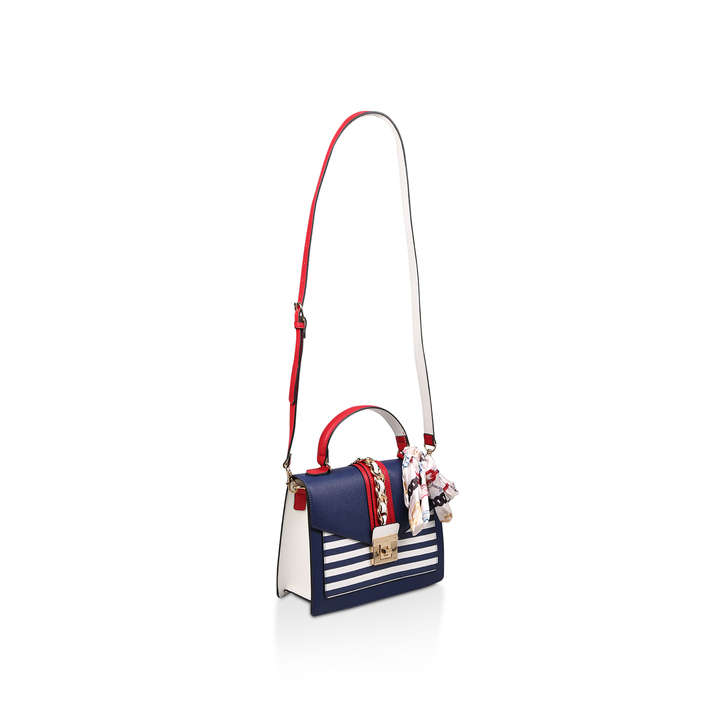 Glendaa Blue And White Striped Handbag 