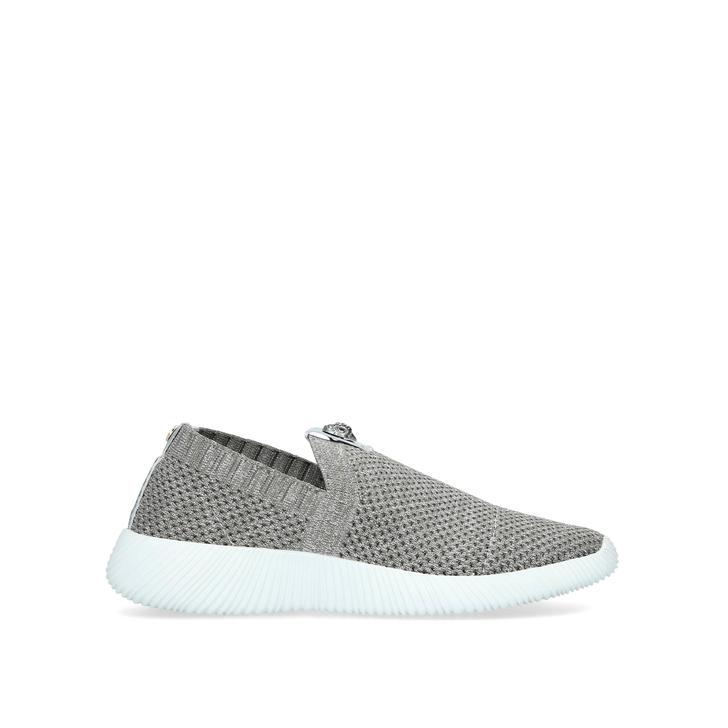 LORNA Grey Knitted Slip On Sneakers by 