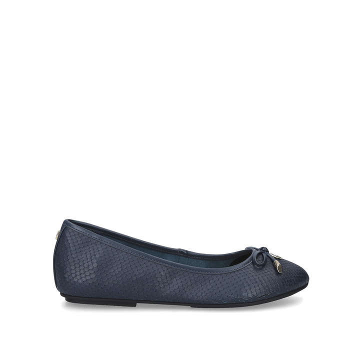 Wide Fit Navy Leather Ballerina Shoes 