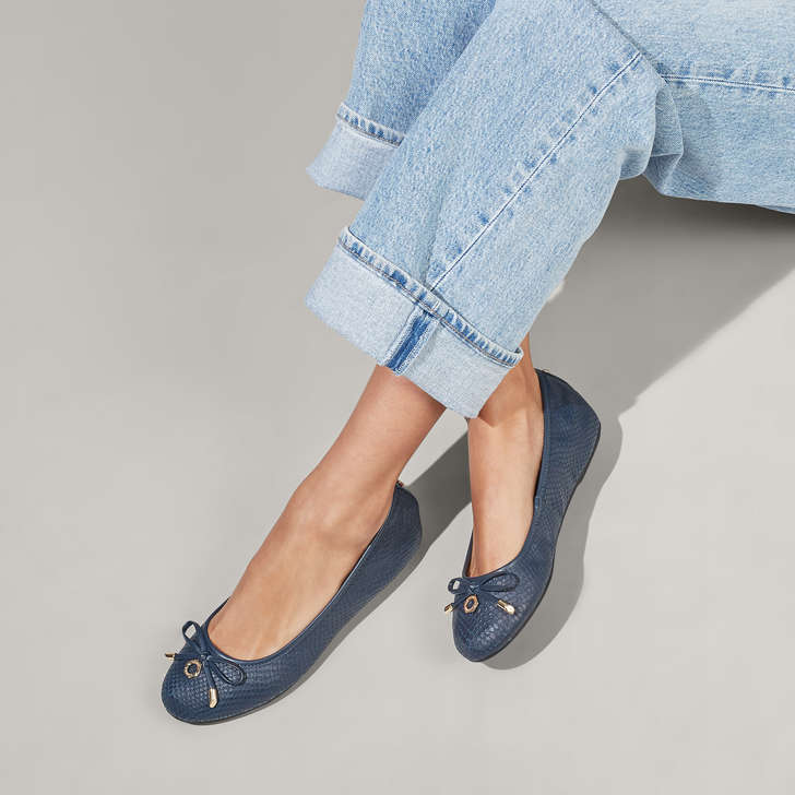 navy wide fit flat shoes