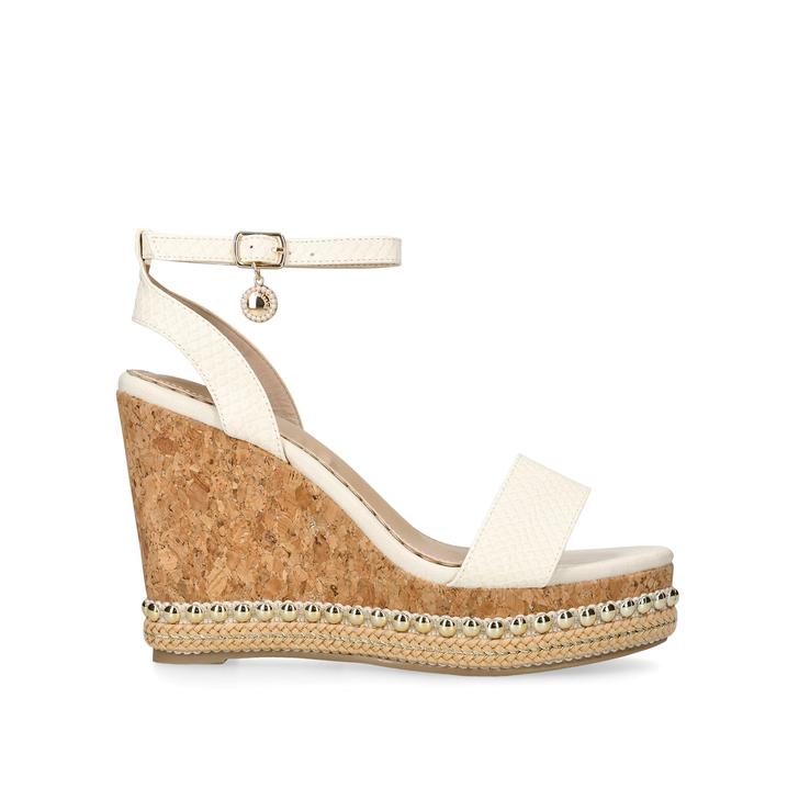 PIP White Studded Cork Wedge Sandals by 