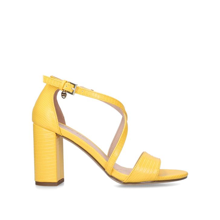 yellow block heels