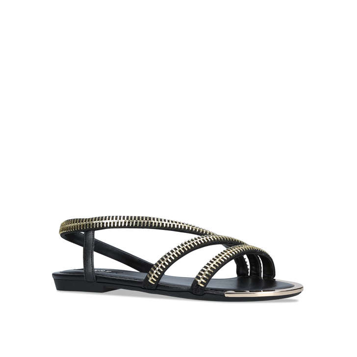 Zip Sandals DknyKurt Geiger Khloi Black Flat By rtsdhCQ