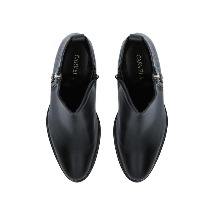 SECIL Black Block Heel Ankle Boots by 