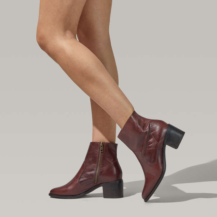 Ship Wine Block Heel Ankle Boots By 