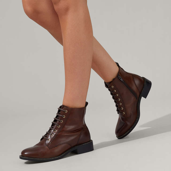 Spike Brown Lace Up Ankle Boots By 