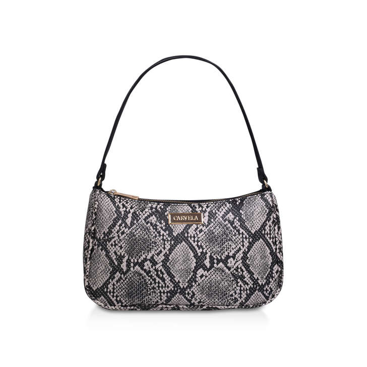 grey snake print bag