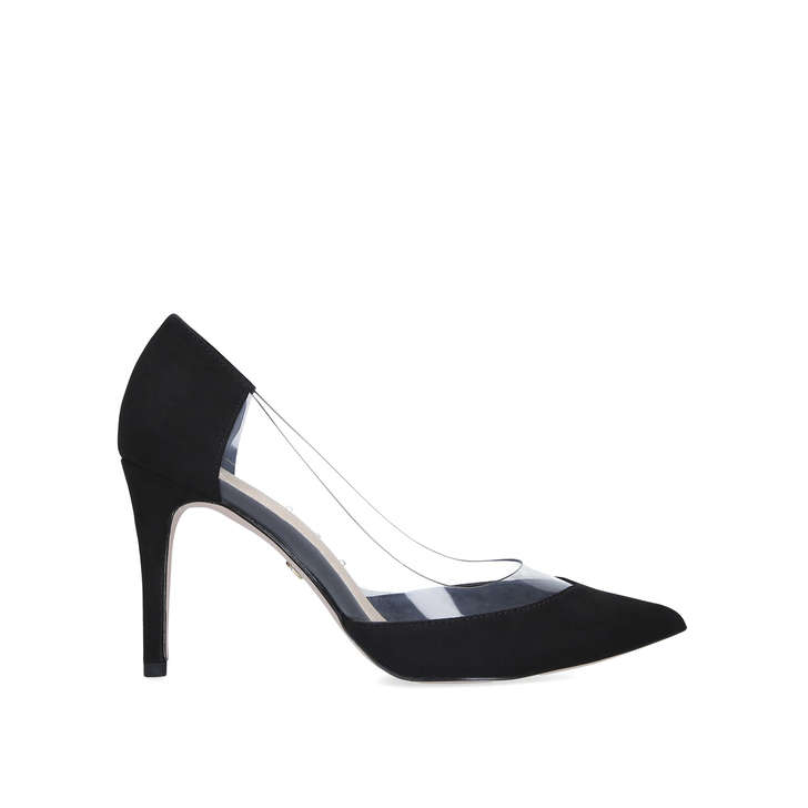 black and perspex court shoes