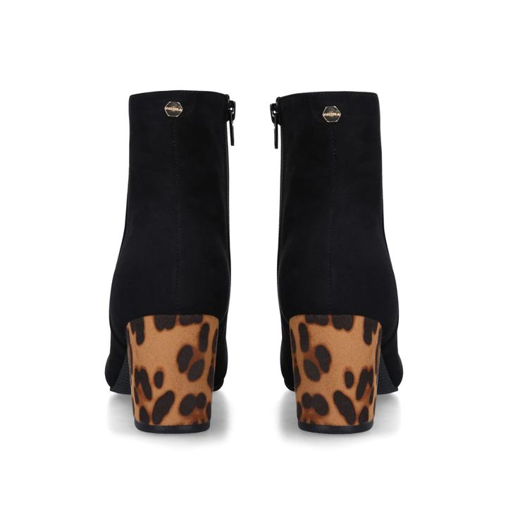 black and leopard print ankle boots