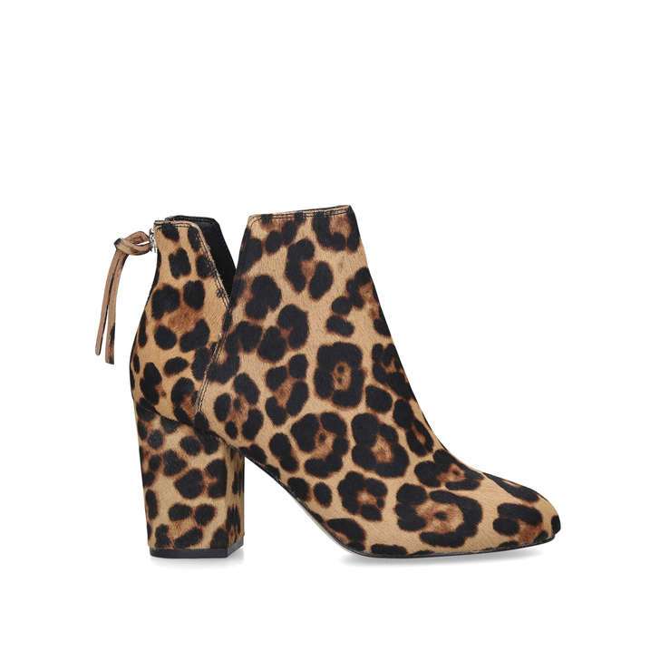 leopard print high heel ankle boots