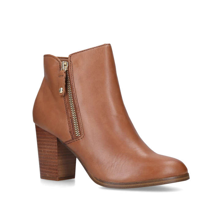 Naedia Tan Block Heel Ankle Boots By 
