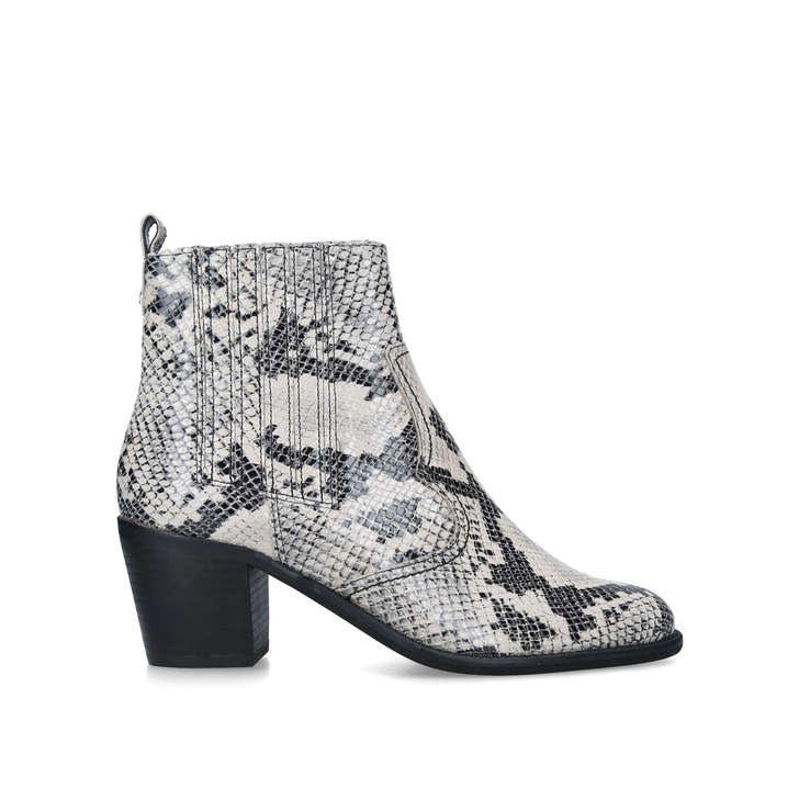 SPELL Snake Print Leather Ankle Boots 