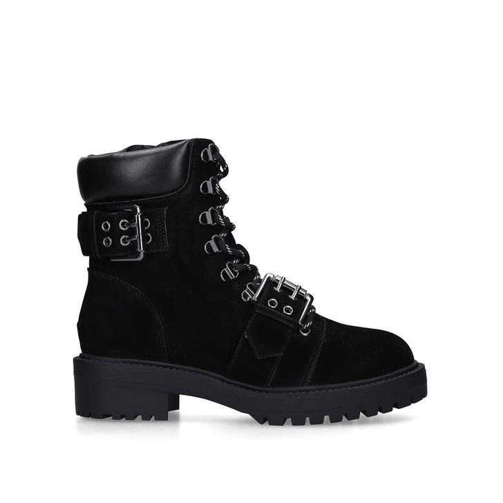SYSTEM Black Chunky Hiker Boots by 