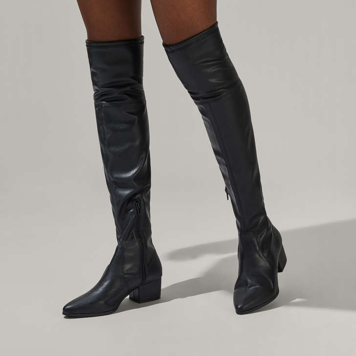 black high leg boots