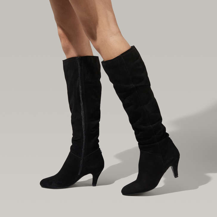 Valentina Black Suede Knee Boots By 