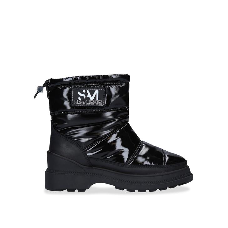 black patent snow boots