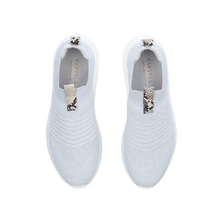 white knitted slip on trainers