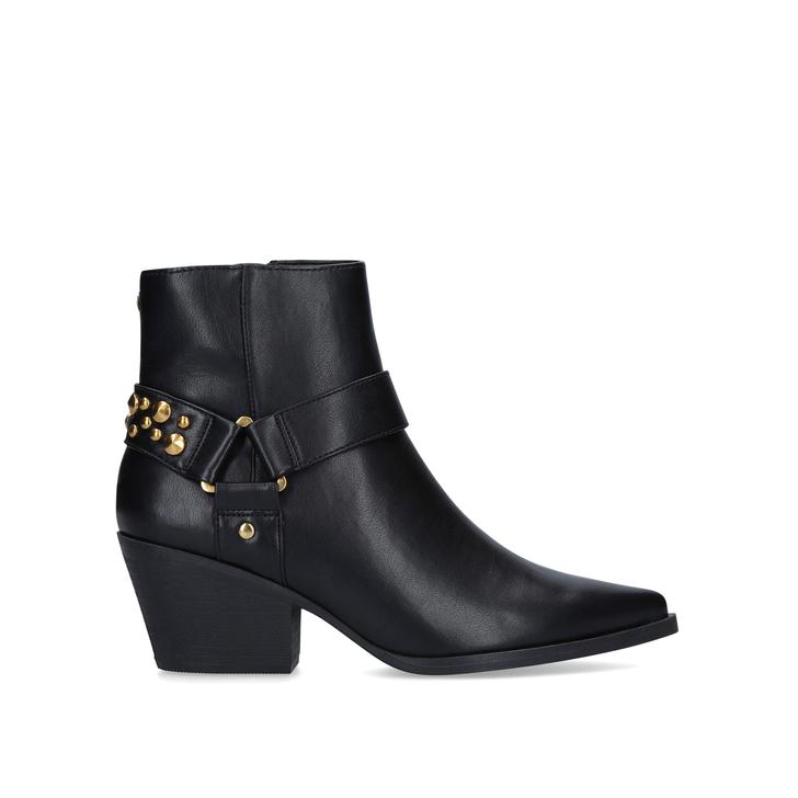 Tick Black Studded Western Style Ankle 