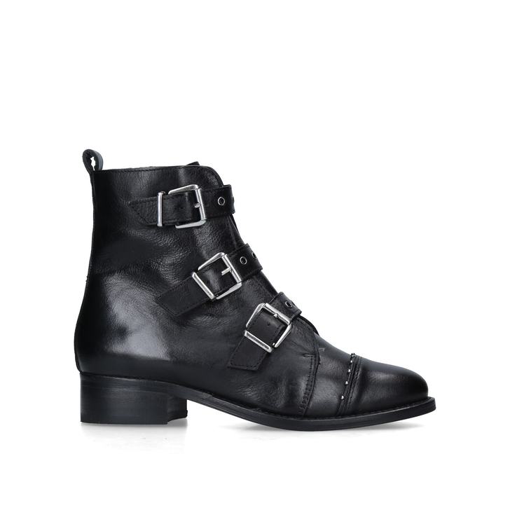 black buckle ankle boots