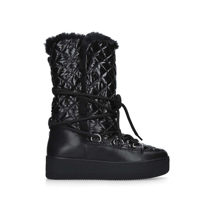 TECHNO Black Patent Quilted Snow Boots 