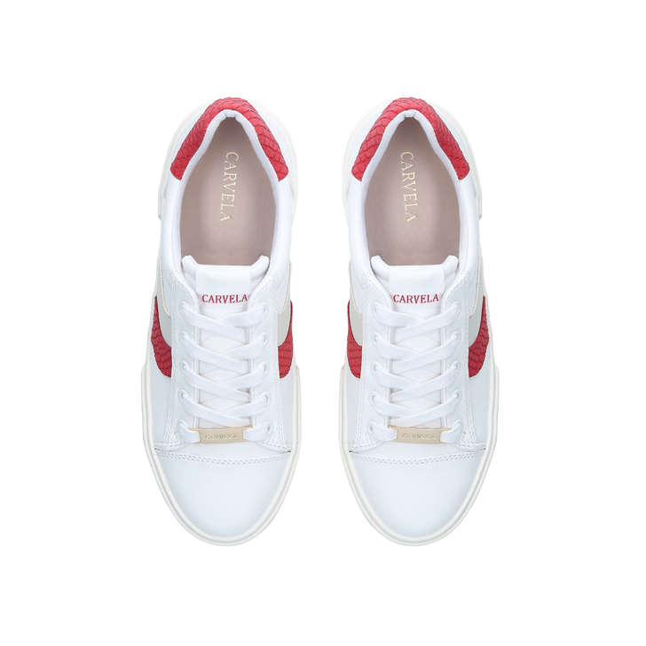 Lighter White And Red Lace Up Trainers 