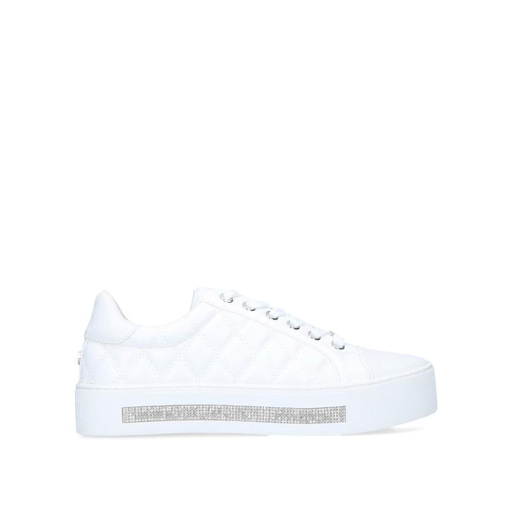 JEO White Quilted Embellished Sneakers 