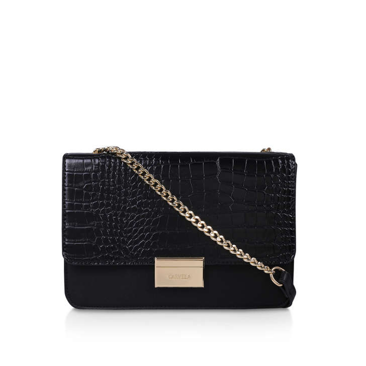 croc print black bag