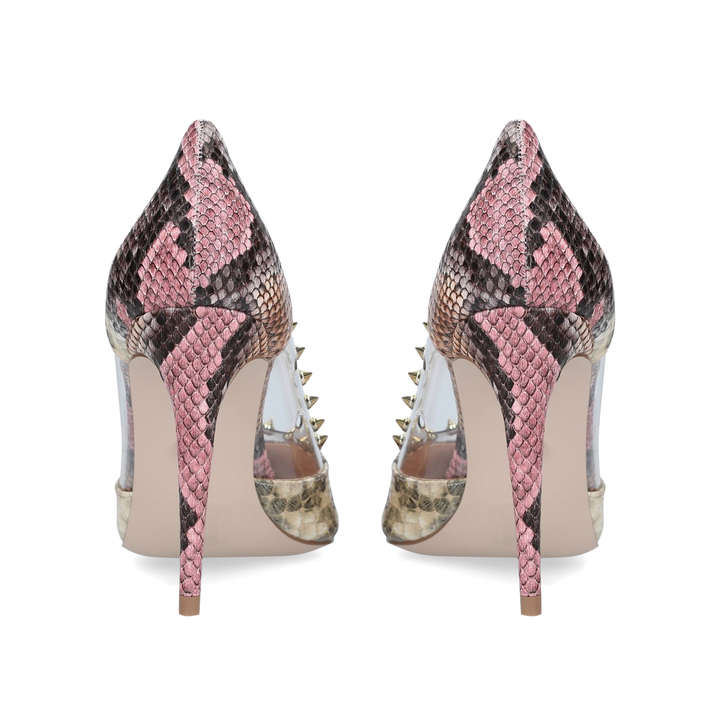 snake print perspex heels