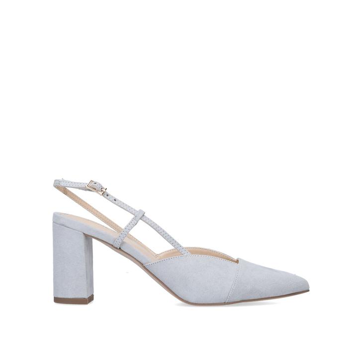 WHITNEY Grey Block Heel Court Shoes by 