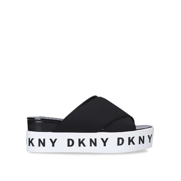 CRISTI Black Flatform Sliders by DKNY 