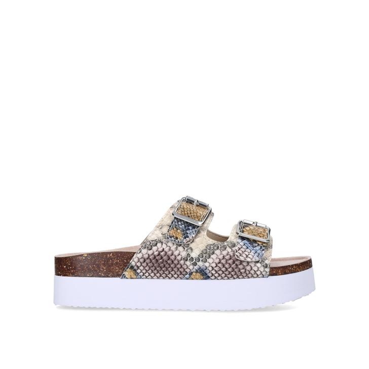 RUSE Snake Print Flatform Sliders by KG 