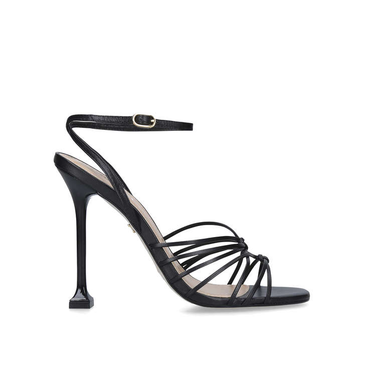 GLOWING Black Strappy Fluted Heel 