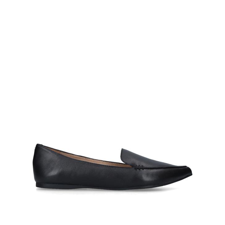 Feather Black Leather Loafers By Steve 