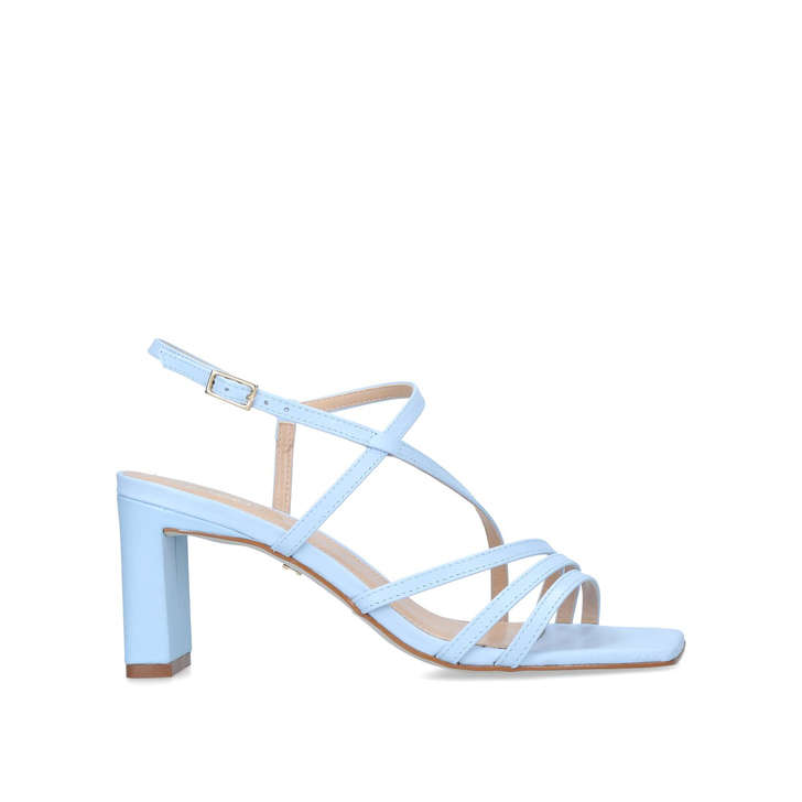 GRIP Blue Strappy Block Heel Sandals by 