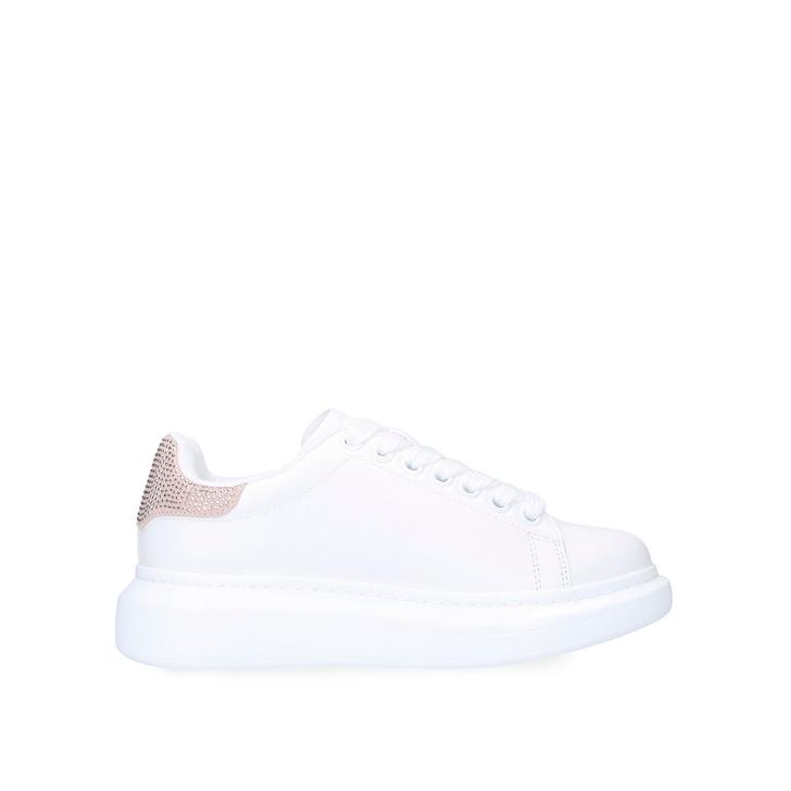 Dazzle White Studded Lace Up Trainers 