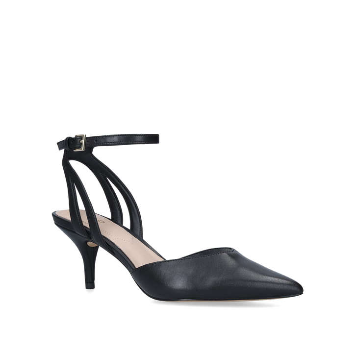 black kitten heel court shoes