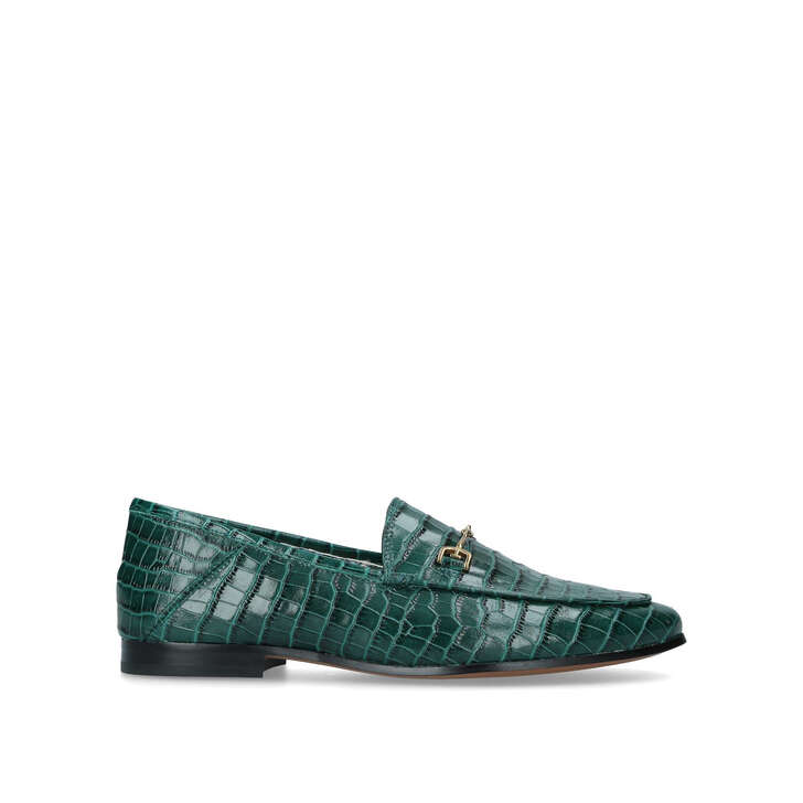 Loraine Green Croc Leather Loafers By 