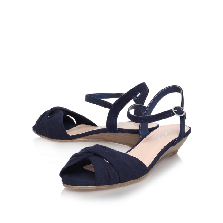 navy low wedge shoes