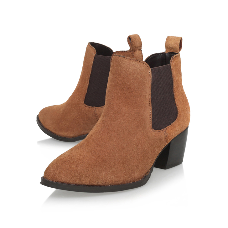 Topaz Tan Mid Heel Ankle Boots By 