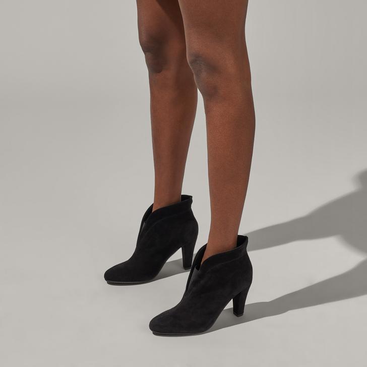 Rida Black Suede Mid Heel Ankle Boots 