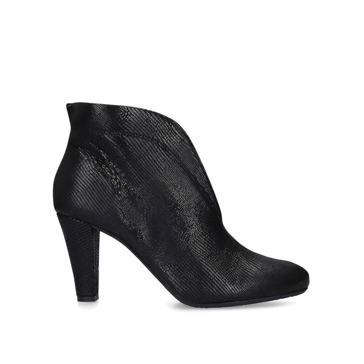RIDA Black Mid Heel Ankle Boots by 