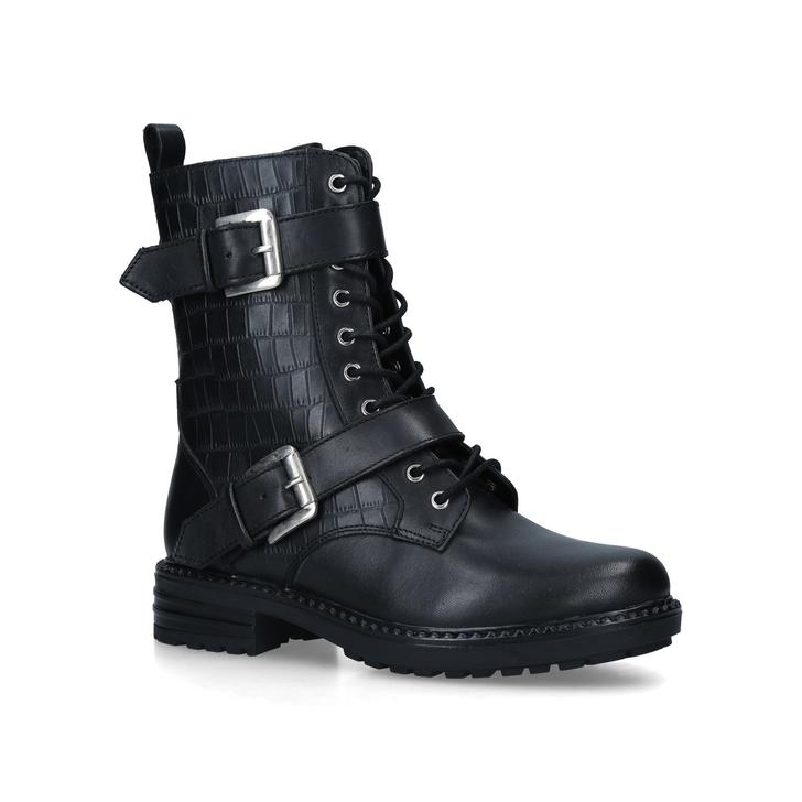 black leather croc boots