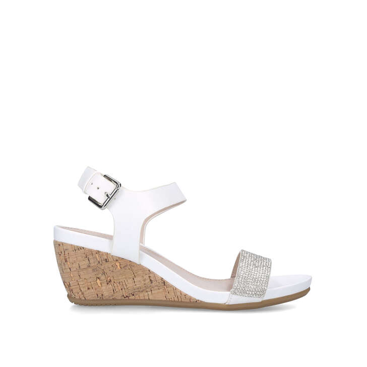 SPARKLE White Embellished Wedge Sandals 