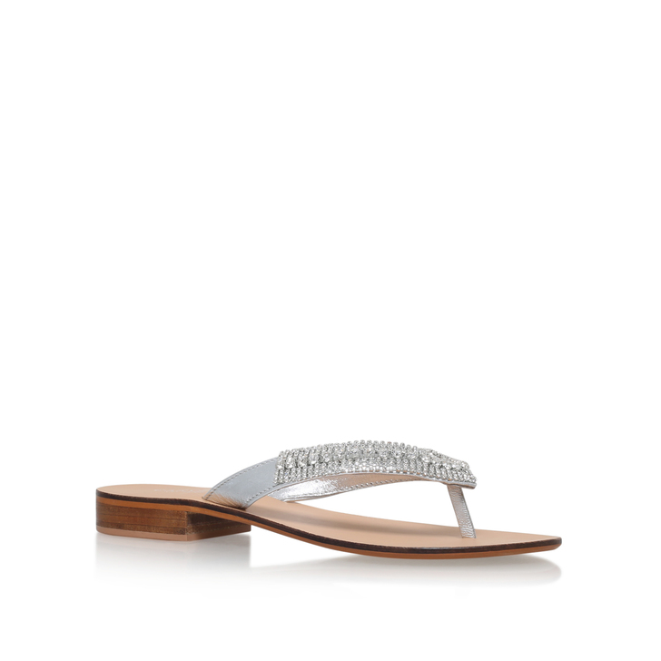 Breanne Silver Flat Sandals By Carvela 