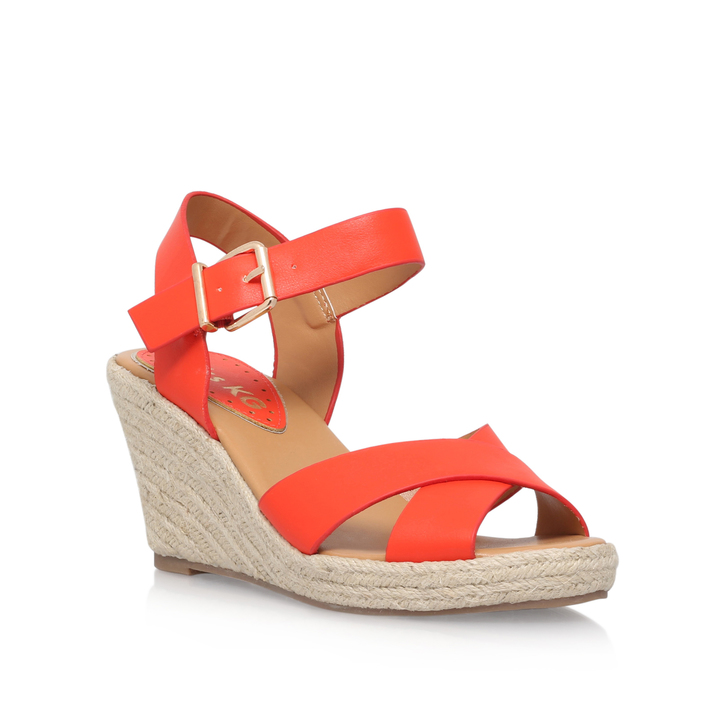 orange wedge heel shoes