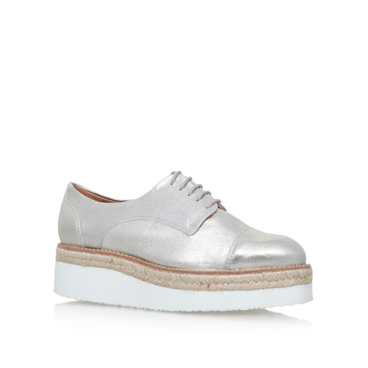 Lila Silver Flatform Brogue Shoes By 