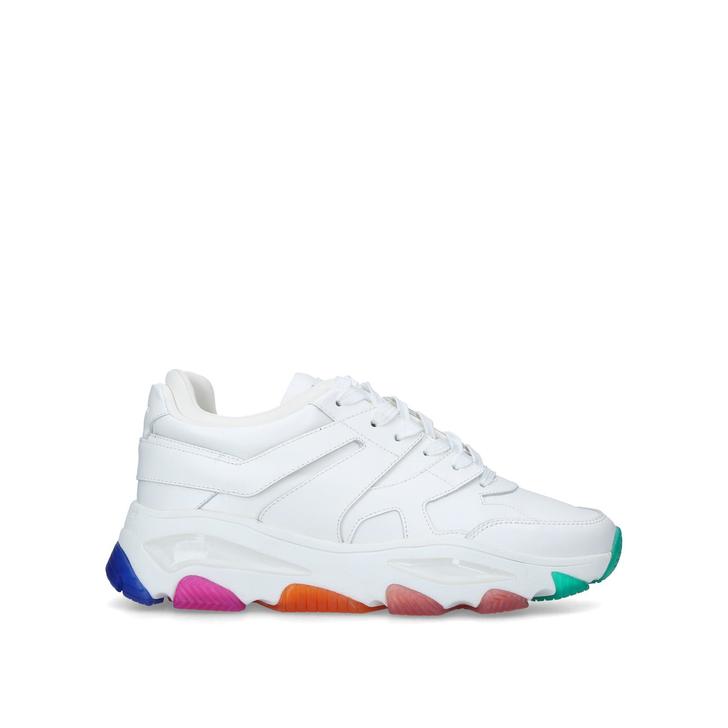 white shoes with rainbow soles